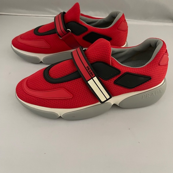 Prada Cloud Bust Knit Trainer with Logo Strap - Picture 8 of 11